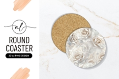 White Roses Round Coaster Png Background Product Image 1