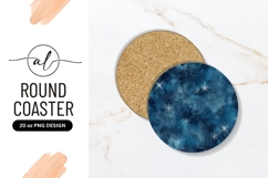 Midnight Blue Sky With Stars Round Coaster Product Image 1
