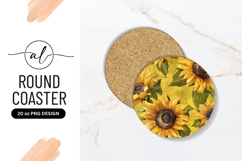 Painted Sunflower Round Coaster Png Image Product Image 1