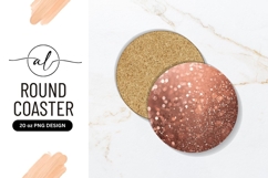 Rose Gold Glitter Circle Round Coaster Png Product Image 1