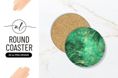 Tropical Palm Leaves On Green Texture Round Product Image 1
