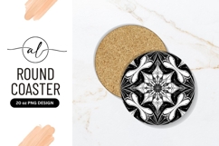 Decorative Black And White Round Coaster Png Product Image 1