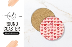 Watercolor Hearts Seamless Pattern Round Coaster Png Product Image 1