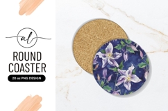 Floral Watercolor Painting Round Coaster Design Product Image 1