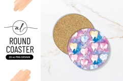 Watercolor Teeth Pattern Dental Round Coaster Png Product Image 1