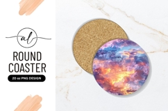 Colorful Sky With Clouds Round Coaster Png Product Image 1