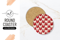 Hearts And Checkered Pattern Round Coaster Png Product Image 1