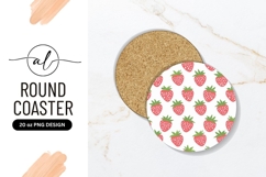 Strawberry Fruit Pattern Round Coaster Png Product Image 1