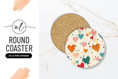 Colorful Grunge Hearts Round Coaster Png Product Image 1