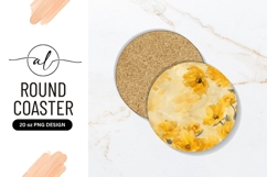 Yellow Floral Round Coaster Png Background Product Image 1