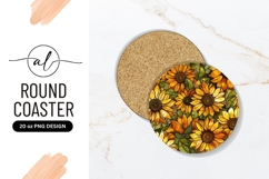 Sunflower Mosaic Round Coaster Png Illustration Product Image 1