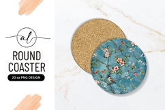 Floral Bird Pattern Round Coaster Png Design Product Image 1