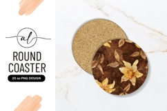Floral Brown Round Coaster Png Design Product Image 1