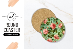 Pink Roses Pattern For Round Coaster Png Product Image 1