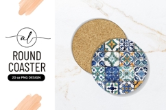 Round Coaster Design Of Vintage Tiles Png Product Image 1