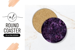 Purple Rose Floral Round Coaster Png Product Image 1