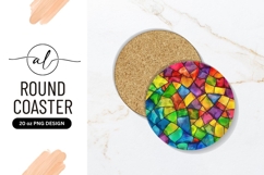 Abstract Stained Glass Style Round Coaster Png Product Image 1
