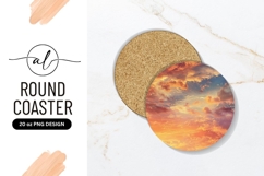 Round Sky Background Orange Clouds Round Coaster Png Product Image 1