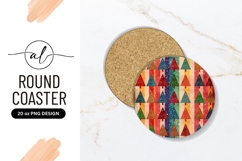 Colorful Christmas Trees Pattern Round Coaster Product Image 1