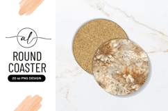 Beige Floral Pattern Round Coaster Png Product Image 1