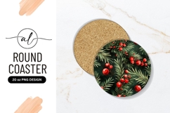 Christmas Foliage And Berries Round Coaster Design Product Image 1