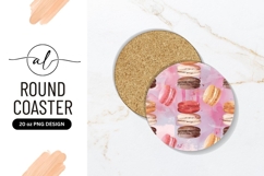 Watercolor Macarons On A Pink Round Coaster Product Image 1