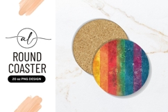 Round Coaster Png With Rainbow Floral Design Product Image 1