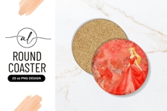 Watercolor Princess Illustration Round Coaster Png Product Image 1