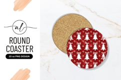 Christmas Trees And Snowflakes Round Coaster Png Product Image 1