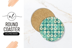 Textured Round Coaster Pattern In Teal And Beige Product Image 1