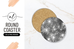 Silver Festive Fireworks Celebration Round Coaster Png Product Image 1