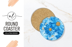 Blue Daisy Flower Round Coaster Png Design Product Image 1