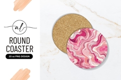 Pink Abstract Swirls Round Coaster Design Png Product Image 1