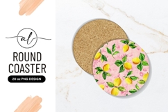 Fresh Lemons And Leaves On Pink Background Product Image 1