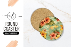 Vintage Floral Pattern Round Coaster Png Product Image 1