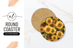 Abundant Yellow Sunflowers Floral Round Coaster Design Product Image 1