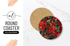 Poinsettia Flower Round Coaster Png Holiday Design Product Image 1