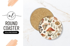Vintage Botanical Mushroom Round Coaster Png Product Image 1