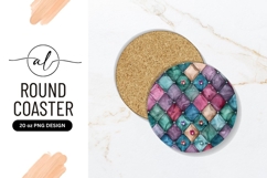 Watercolor Quilted Texture Round Coaster Png Product Image 1