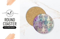 Colorful Damask Pattern Round Coaster Png Product Image 1
