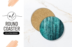 Teal Bokeh Sparkles Round Coaster Png Product Image 1