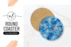 Blue Flowers On Round Coaster Png Design Product Image 1