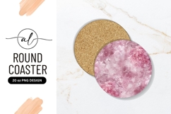 Round Coaster Png With Roses On Pink Product Image 1