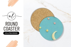 Moon Stars Round Coaster Png Night Sky Product Image 1
