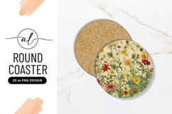 Vintage Floral Round Coaster Png Design Product Image 1
