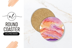 Abstract Mountain Landscape Watercolor Round Coaster Png Product Image 1