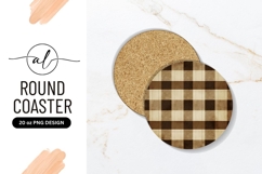 Brown Plaid Round Coaster Png Template Product Image 1