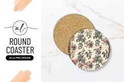 Antique Floral Round Coaster Png Design Product Image 1