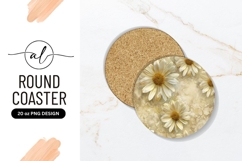 Yellow Daisy Flowers Round Coaster Png Product Image 1
