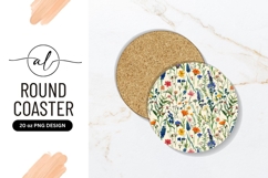 Watercolor Floral Pattern Round Coaster Design Product Image 1